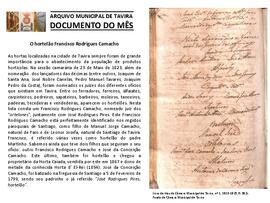 Documento do mês de janeiro de 2019 - O hortelão Francisco Rodrigues Camacho