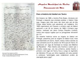 Documento do mês de abril de 2010 - Para a história do futebol em Tavira