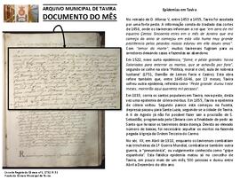 Documento do mês de abril de 2020 - Epidemias em Tavira