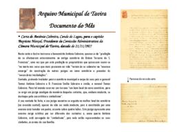 Documento do mês de abril de 2007 - Carta de António Cabreira, Conde de Lagos, para o capitão Bap...