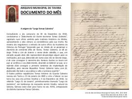 Documento do mês de fevereiro de 2018 - A origem do "Largo Tomaz Cabreira"