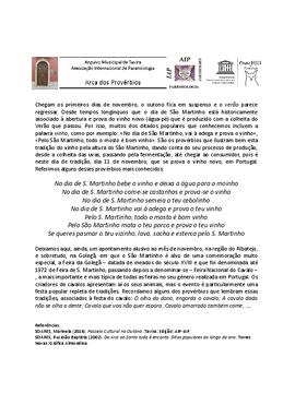 Arca dos Provérbios - novembro, 2018