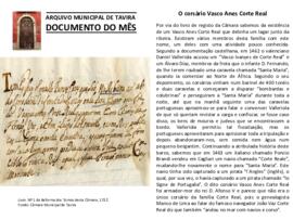 Documento do mês de julho de 2015 - O corsário Vasco Anes Corte Real