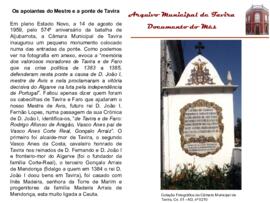 Documento do mês de maio de 2012 - Os apoiantes do Mestre e a ponte de Tavira