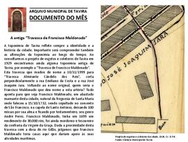 Documento do mês de janeiro de 2016 - A antiga “Travessa de Francisco Maldonado”