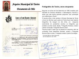 Documento do mês de outubro de 2012 - Fotógrafos de Tavira, anos cinquenta